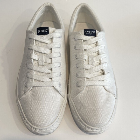 J. Crew White Road Trip Canvas Sneakers Womens Size 9 Casual Low Top Tennis Shoe - Picture 8 of 14